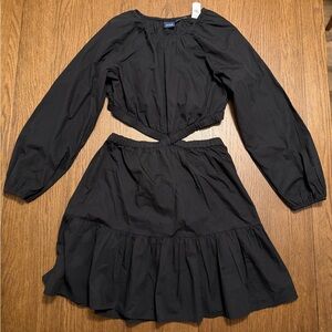 NWT GAP Black Criss Cross Elastic Waist Cutout Dress